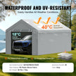 VEVOR Carport Replacement Canopy Cover Top + Side Wall 10 x 20 ft, Garage Tent Shelter Tarp Heavy-Duty Waterproof & UV Protected, Easy Installation with Ball Bungees,Gray (Frame Not Included)