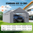 VEVOR Carport Replacement Canopy Cover Side Wall 13 x 20 ft, Garage Tent Shelter Tarp Heavy-Duty Waterproof & UV Protected, Easy Installation with Ball Bungees,Grey (Top and Frame Not Included)