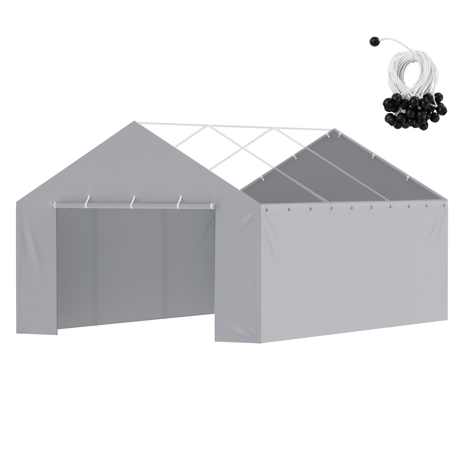 VEVOR Carport Replacement Canopy Cover Side Wall 13 x 20 ft, Garage Tent Shelter Tarp Heavy-Duty Waterproof & UV Protected, Easy Installation with Ball Bungees,Grey (Top and Frame Not Included)