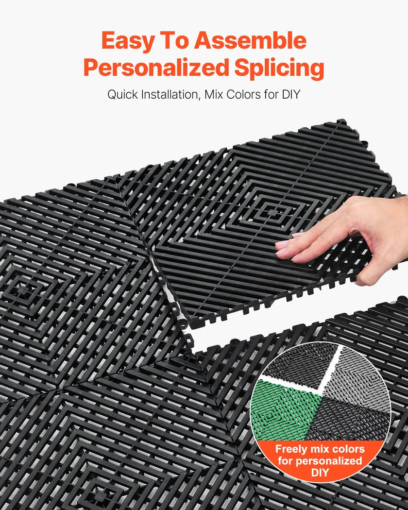 VEVOR Drainage Mat Modular Interlocking Cushion 12” x 12” Drainage Floor Tile
