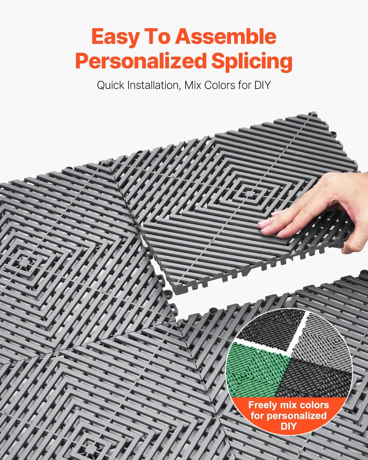 VEVOR Drainage Mat Drainage Floor Tile 12” x 12” Modular Interlocking Cushion