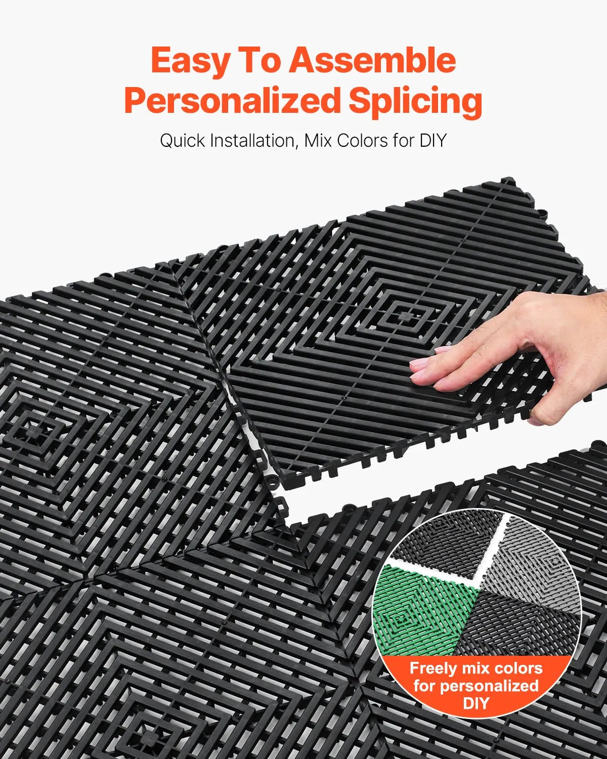 VEVOR Drainage Mat Modular Interlocking Mat 12” x 12” Drainage Floor Tile