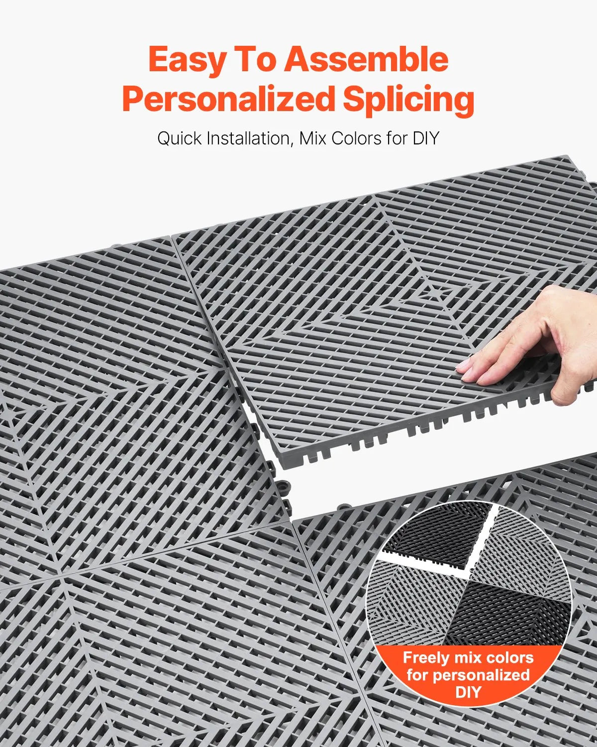 VEVOR Drainage Mat Modular Interlocking Mat 15.7” x 15.7” Drainage Floor Tile