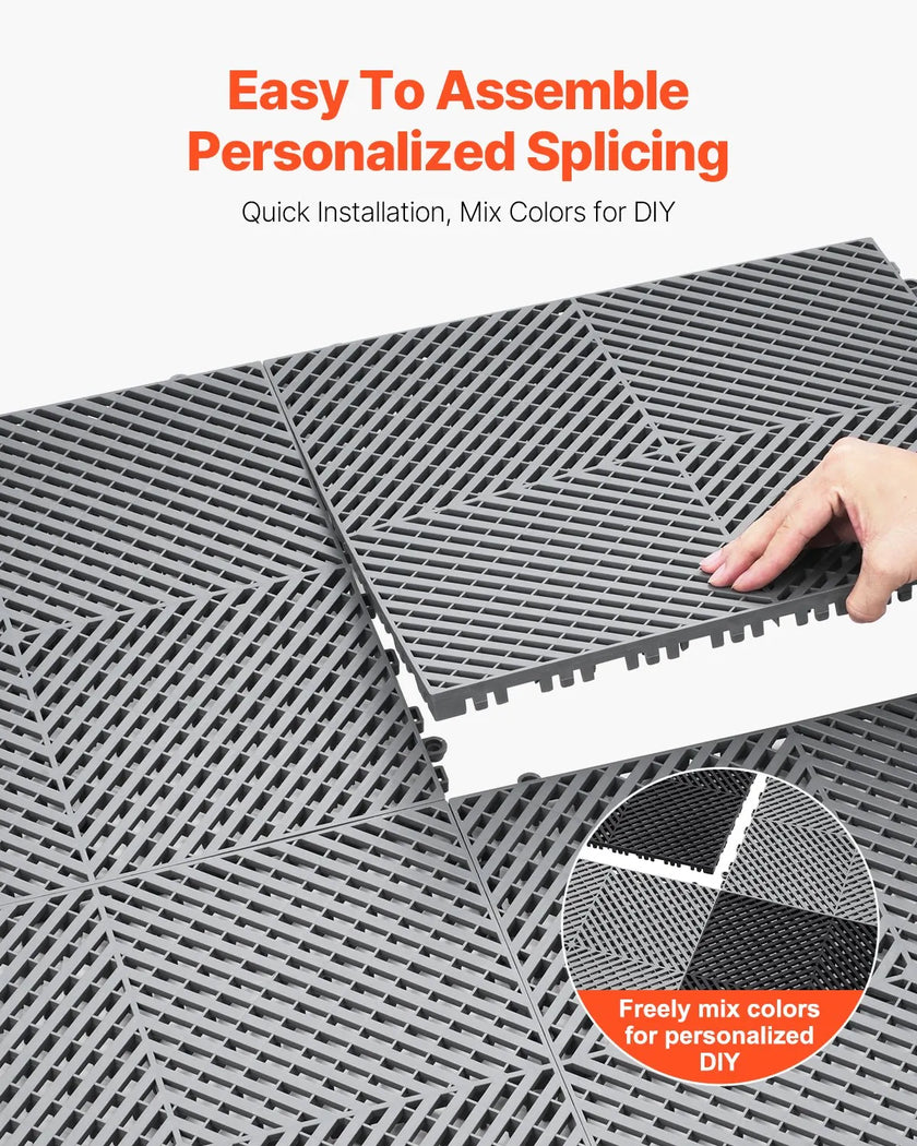 VEVOR Drainage Mat Modular Interlocking Mat 15.7” x 15.7” Drainage Floor Tile