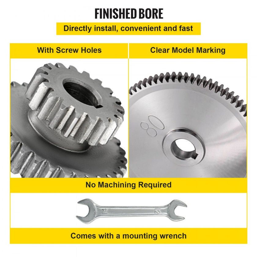 VEVOR 27PCS Metal Lathe Gears, Precise Mini Lathe Replacement Gears including Box Gear Set, Slotless Gears, Metal Motor Gears, Variable Gears, Belt Gear for CJ0618 Mini Lathes & Milling Machines