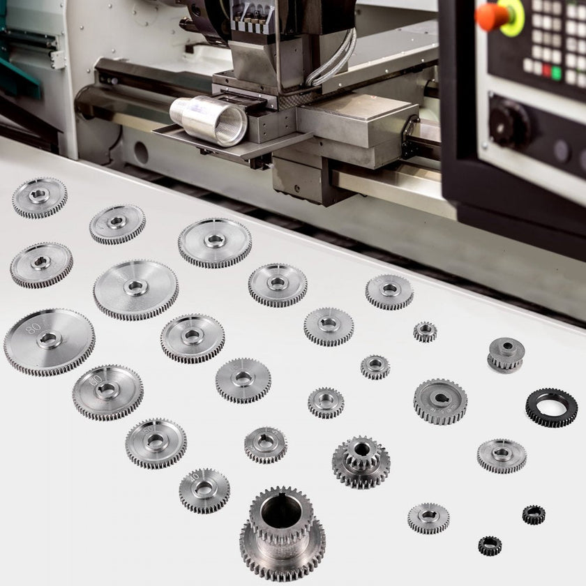 VEVOR 27PCS Metal Lathe Gears, Precise Mini Lathe Replacement Gears including Box Gear Set, Slotless Gears, Metal Motor Gears, Variable Gears, Belt Gear for CJ0618 Mini Lathes & Milling Machines