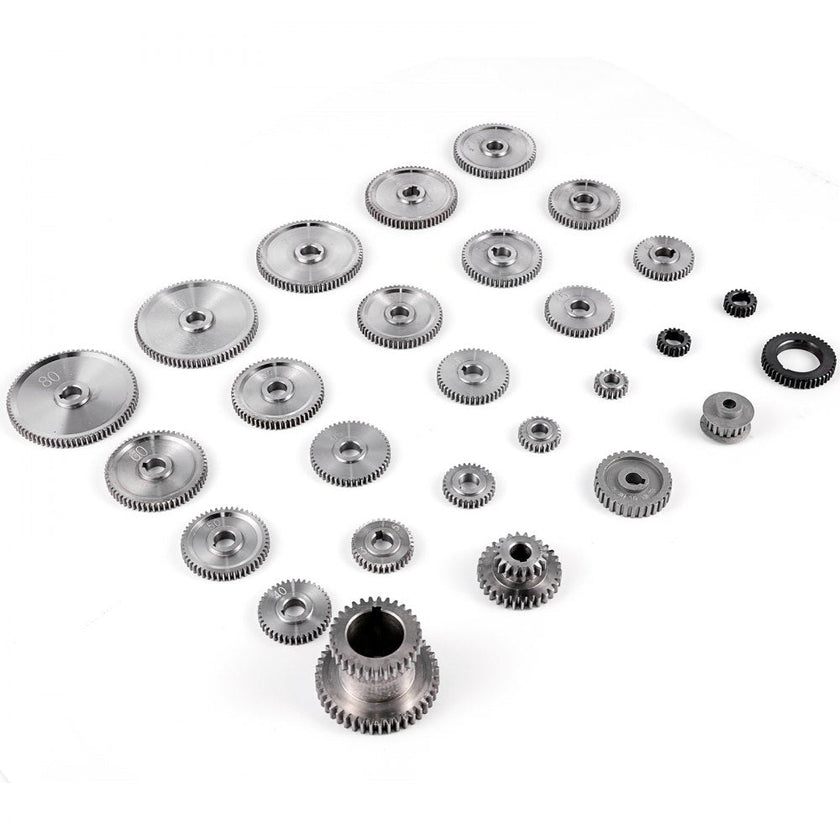 VEVOR 27PCS Metal Lathe Gears, Precise Mini Lathe Replacement Gears including Box Gear Set, Slotless Gears, Metal Motor Gears, Variable Gears, Belt Gear for CJ0618 Mini Lathes & Milling Machines