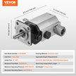 VEVOR Hydraulic Log Splitter Pump, 16GPM, 2 Stage 4000PSI Wood Log Splitter Pump, 1'' Inlet 1/2'' NPT Outlet 3600 RPM Aluminum Hydraulic Gear Pump, for Small Engine Mounting Log Splitters Snowplow