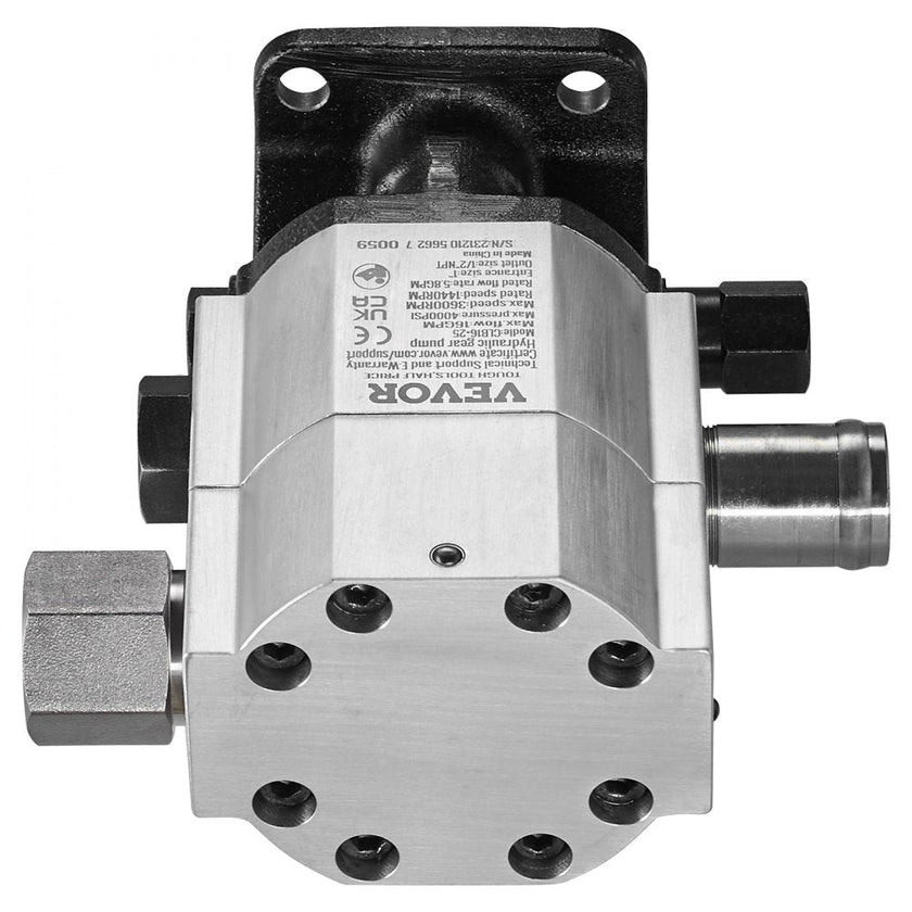 VEVOR Hydraulic Log Splitter Pump, 16GPM, 2 Stage 4000PSI Wood Log Splitter Pump, 1'' Inlet 1/2'' NPT Outlet 3600 RPM Aluminum Hydraulic Gear Pump, for Small Engine Mounting Log Splitters Snowplow