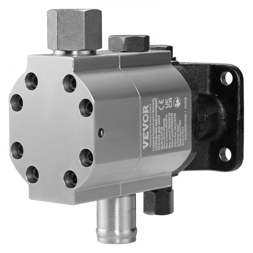 VEVOR Hydraulic Log Splitter Pump, 16GPM, 2 Stage 4000PSI Wood Log Splitter Pump, 1'' Inlet 1/2'' NPT Outlet 3600 RPM Aluminum Hydraulic Gear Pump, for Small Engine Mounting Log Splitters Snowplow