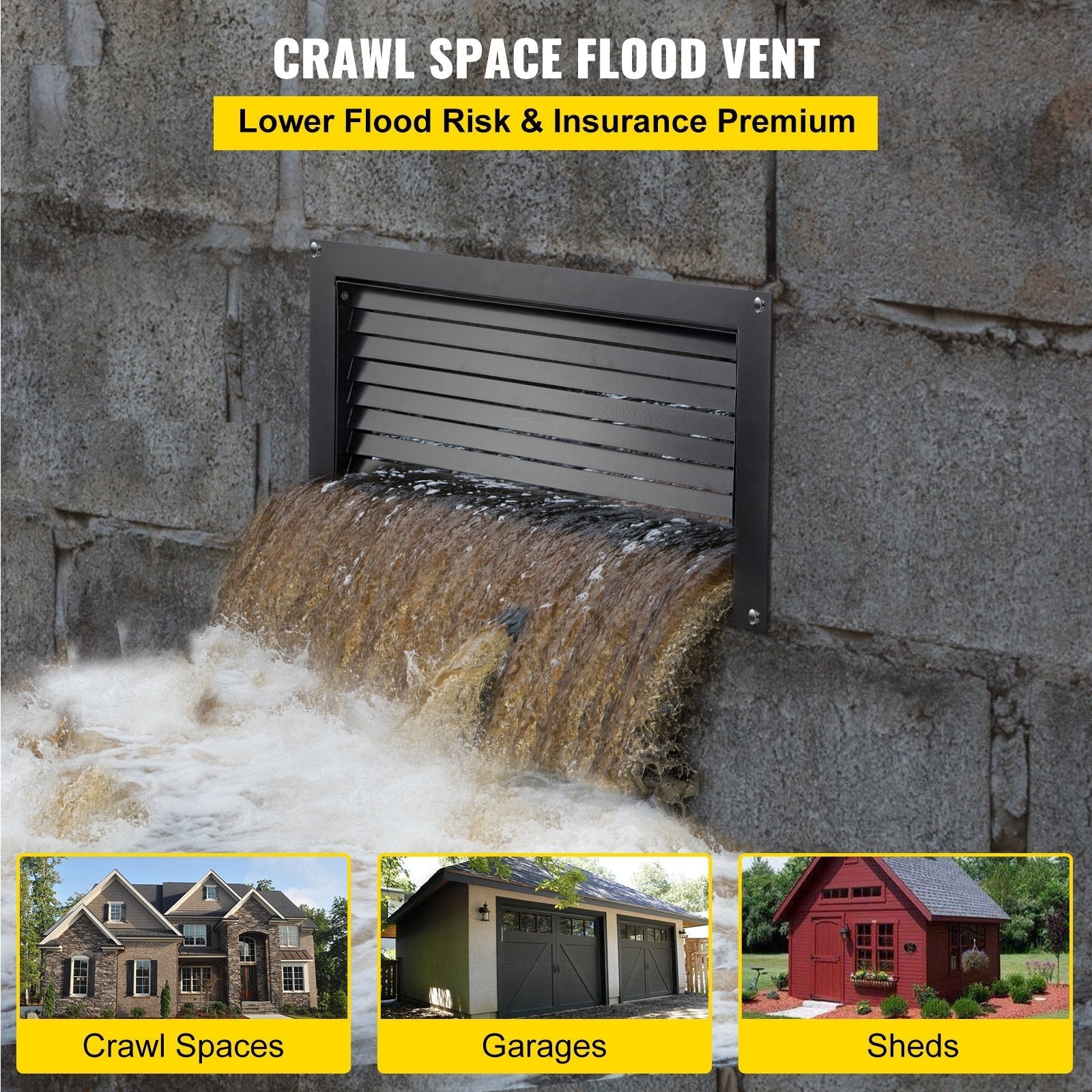 VEVOR Crawl Space Flood Vent Foundation Flood Vent 12