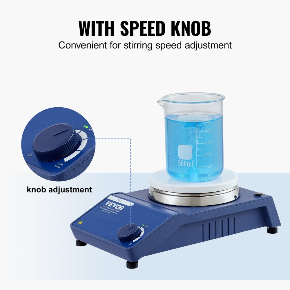 VEVOR Magnetic Stirrer, 0-1500 RPM Stir Plate with Adjustable Speed Knob, 23L Plate Stirrer Kit, Stir Bar Included