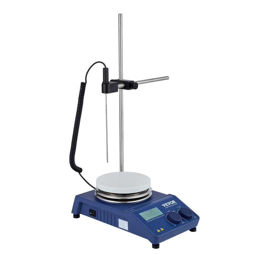 VEVOR Magnetic Stirrer Hot Plate, Max 644°F/340°C, 0-1500 RPM Hot Plate with Magnetic Stirrer, 20L Hot Plate Stirrer with LED Screen, Support Stand and Stir Bars Included, 650W Heating Power