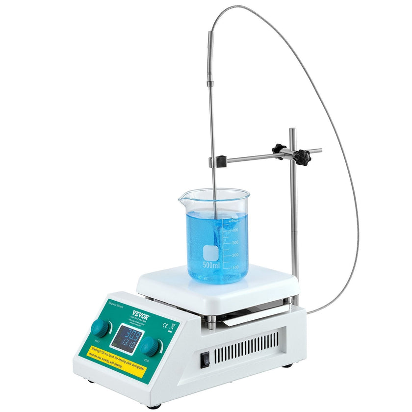 VEVOR Magnetic Stirrer Hot Plate, Max 572°F/300°C, 0-2000 RPM Hot Plate with Magnetic Stirrer, 2000mL Hot Plate Stirrer with LED Screen, Support Stand and Stir Bars Included, 500W Heating Power
