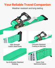 VEVOR Wheel Chock Tie-Down Kit, Chock-Style Trailer Tie Down Strap, Car Tie Down Kit with Buckle, Break Strength 4380 lbs & Working Load 1460 lbs Motorcycle Tie-Down System E-Hooks for ATVs, UTVs