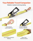 VEVOR Wheel Chock Tie-Down Kit, Tire-Style Trailer Tie Down Strap, Car Tie Down Kit with Spring Hook, Break Strength 10009 lbs & Working Load 3333 lbs Motorcycle Tie-Down System for ATV, SUV, Trailer