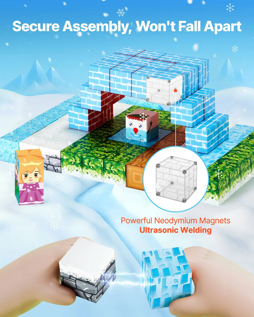 VEVOR Magnetic Blocks 150 PCS Glacier Castle Set STEM Montessori Sensory Toys