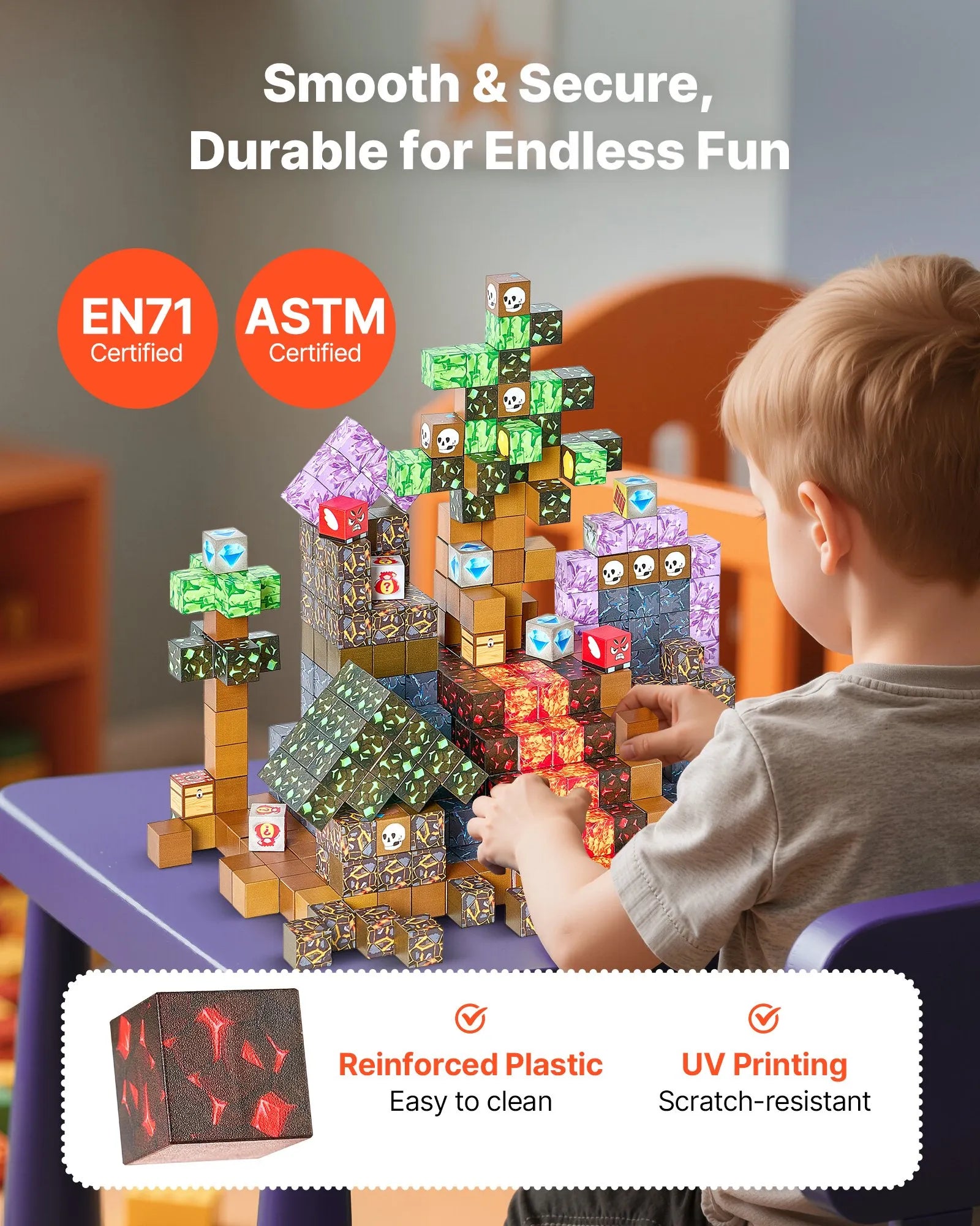 VEVOR Magnetic Blocks 100 PCS Dark Castle Set STEM Montessori Sensory Toys