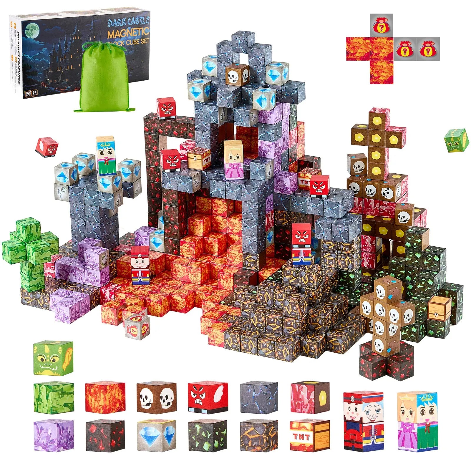 VEVOR Magnetic Blocks 100 PCS Dark Castle Set STEM Montessori Sensory Toys