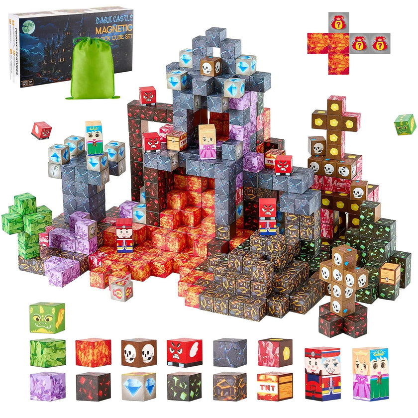 VEVOR Magnetic Blocks 100 PCS Dark Castle Set STEM Montessori Sensory Toys