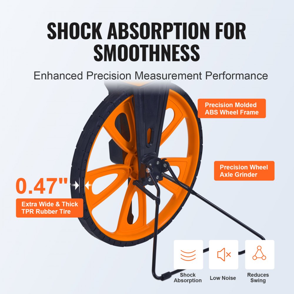 VEVOR Measuring Wheel in Inches, 12.5in Diameter Wheel, Centerline Design w/ Handbrake, 39.76-20.47 in Telescoping Measure Wheel,Measurement 0-9,999m with Bag, for Lawn/Hard/Soft/Wood Road Measuring