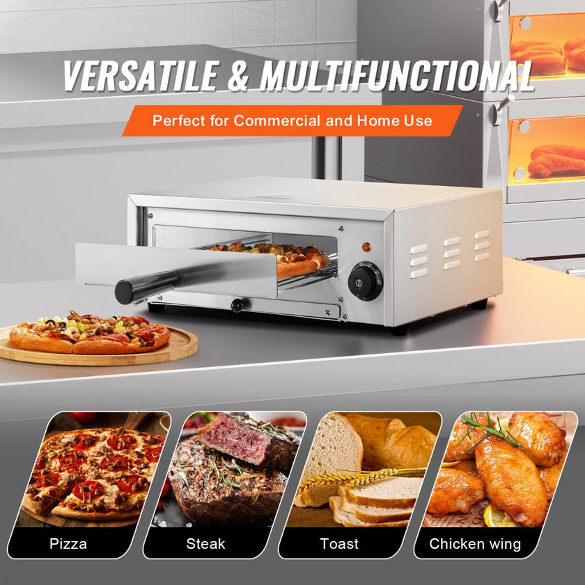 VEVOR Electric Pizza Oven 12-inch 1500W 122-662? Temp Range Removable Crumb Tray