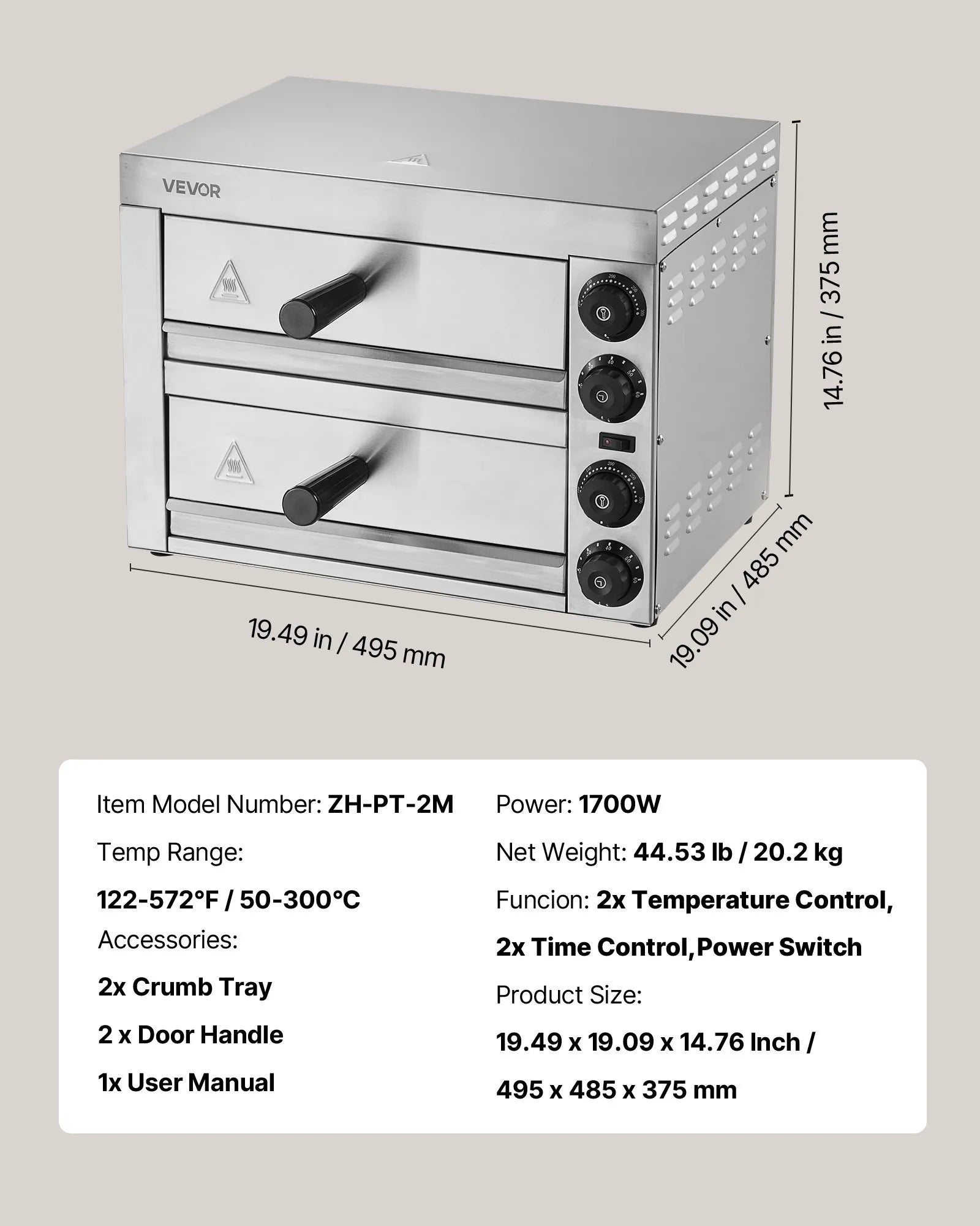 VEVOR Electric Countertop Pizza Oven 12