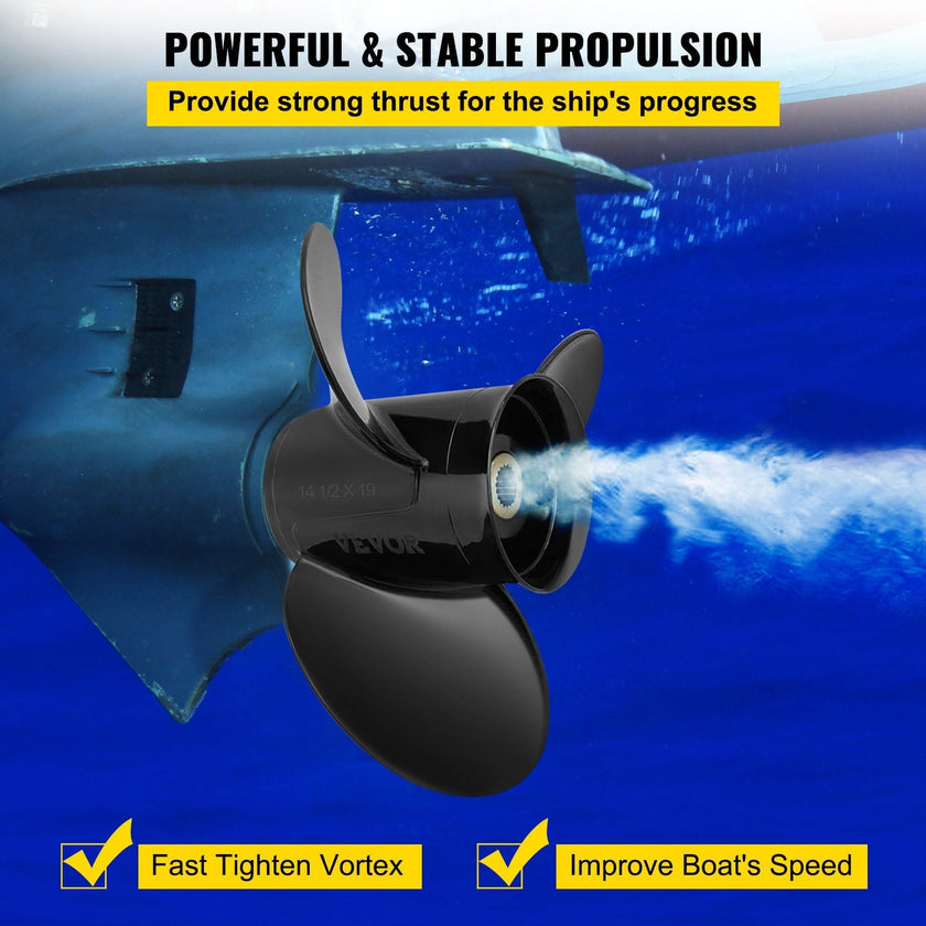 VEVOR Outboard Propeller, Replace for OEM 3817468, 3-Blade 14 1/2