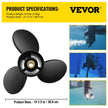 VEVOR Outboard Propeller, Replace for OEM 3817468, 3-Blade 14 1/2