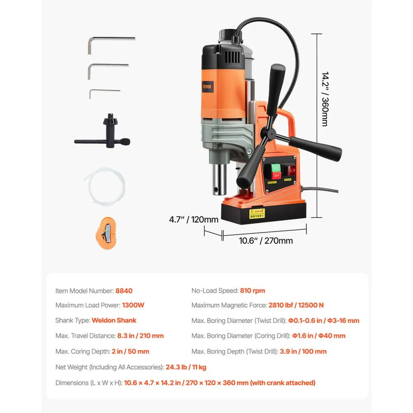 VEVOR Magnetic Drill, 1300W 1.57