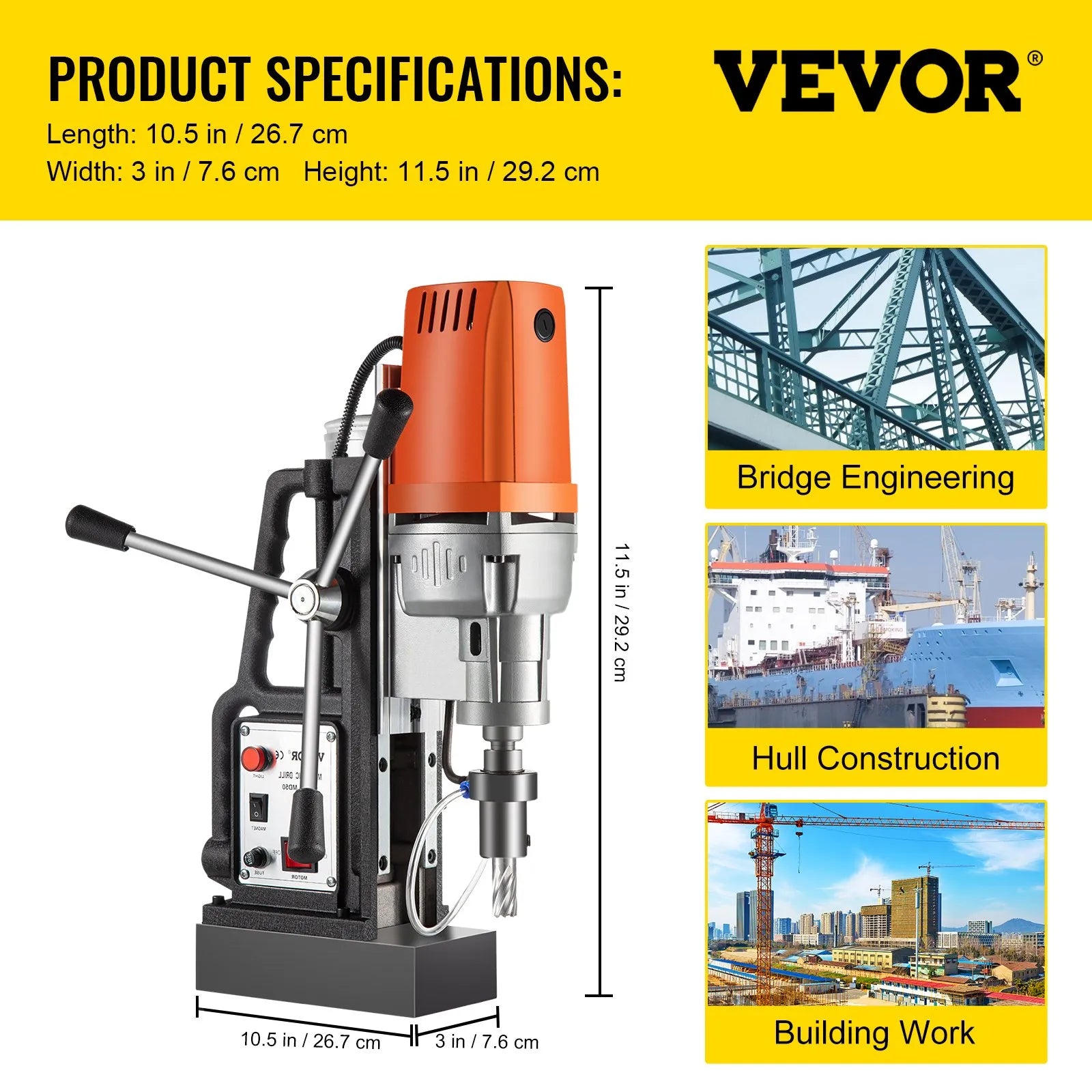 VEVOR Magnetic Drill Press With 13pc 1inch HSS Cutter Kit Md50