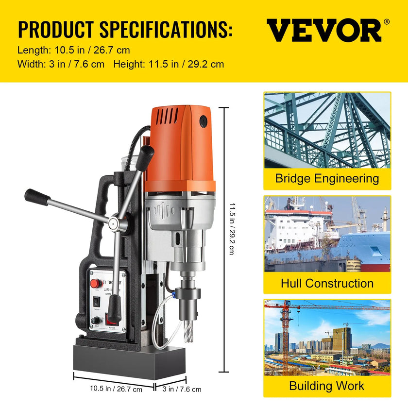 VEVOR Magnetic Drill Press With 13pc 1inch HSS Cutter Kit Md50