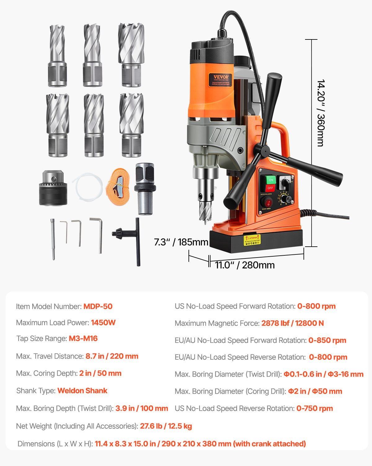 1450W Magnetic Drill Press – 2