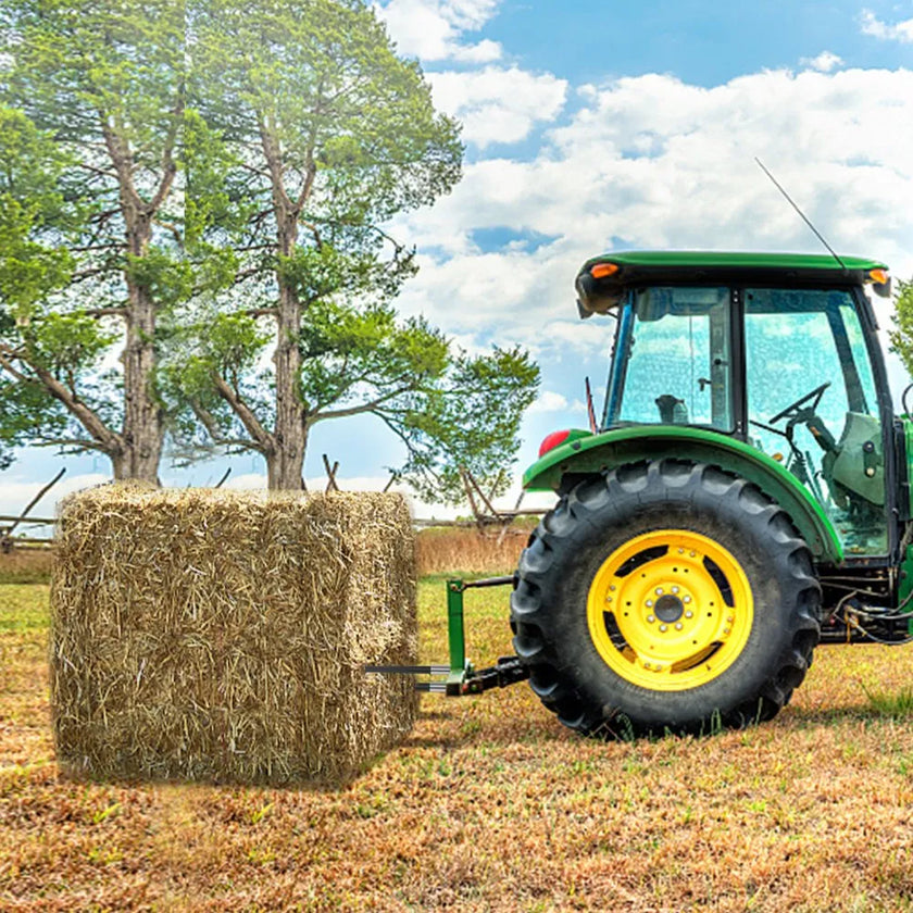 VEVOR Hay Spear Spears 49” Hay Bale Spear Spike, 4000 lbs Capacity Quick Attach Square Hay Bale Spears, 2 Pics Black Bale Forks, Bale Hay Spike with Hex Nut & Sleeve for Buckets Tractors Loaders