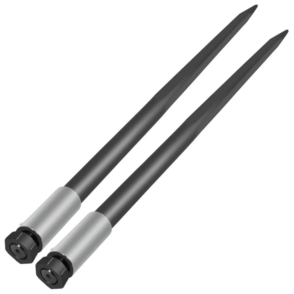 VEVOR Hay Spear Spears 49” Hay Bale Spear Spike, 4000 lbs Capacity Quick Attach Square Hay Bale Spears, 2 Pics Black Bale Forks, Bale Hay Spike with Hex Nut & Sleeve for Buckets Tractors Loaders