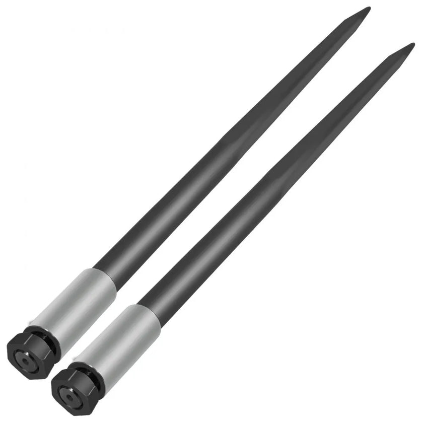 VEVOR Hay Spear Spears 49” Hay Bale Spear Spike, 4000 lbs Capacity Quick Attach Square Hay Bale Spears, 2 Pics Black Bale Forks, Bale Hay Spike with Hex Nut & Sleeve for Buckets Tractors Loaders