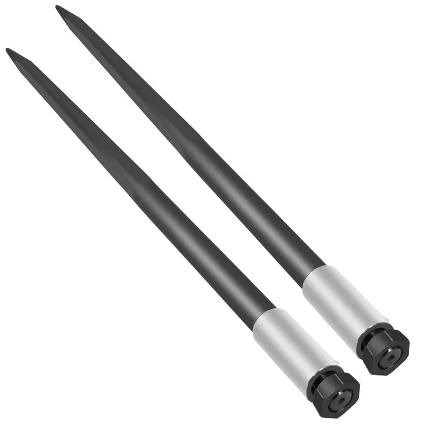 VEVOR Hay Spear Spears 49” Hay Bale Spear Spike, 4000 lbs Capacity Quick Attach Square Hay Bale Spears, 2 Pics Black Bale Forks, Bale Hay Spike with Hex Nut & Sleeve for Buckets Tractors Loaders