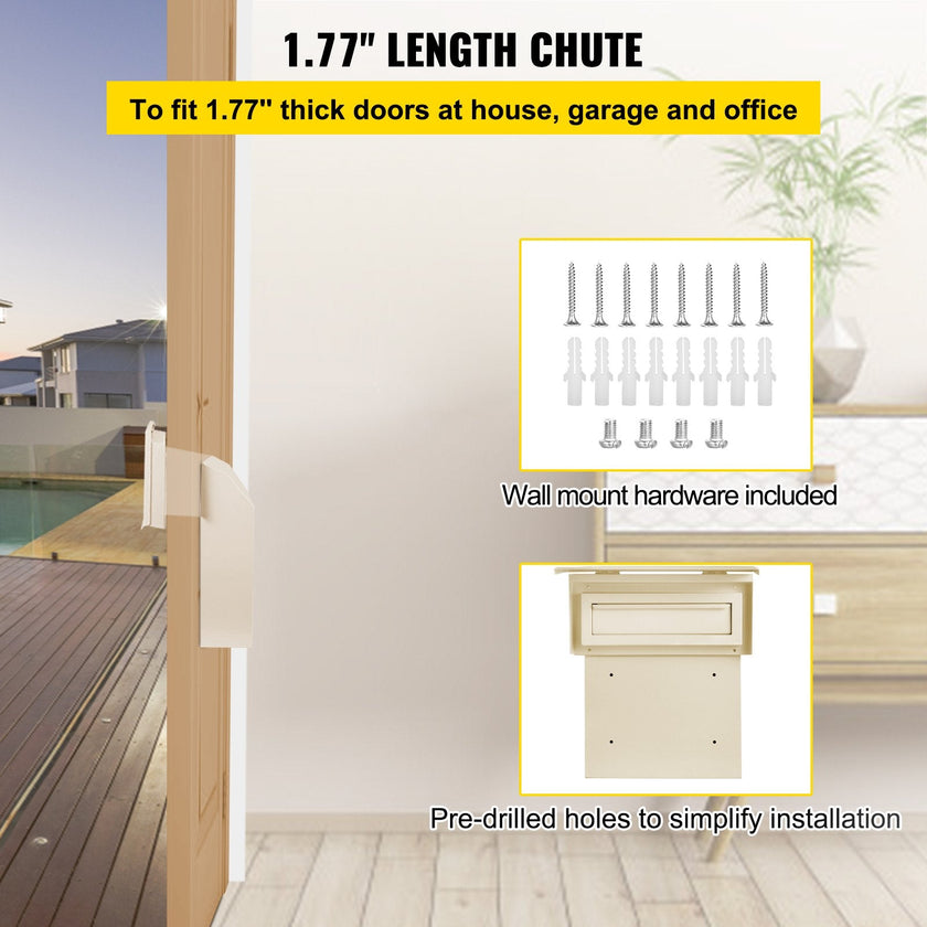 VEVOR Through-The-Door Locking Drop Box Door Drop Box 11.8''x4.3''x14.2'' Beige