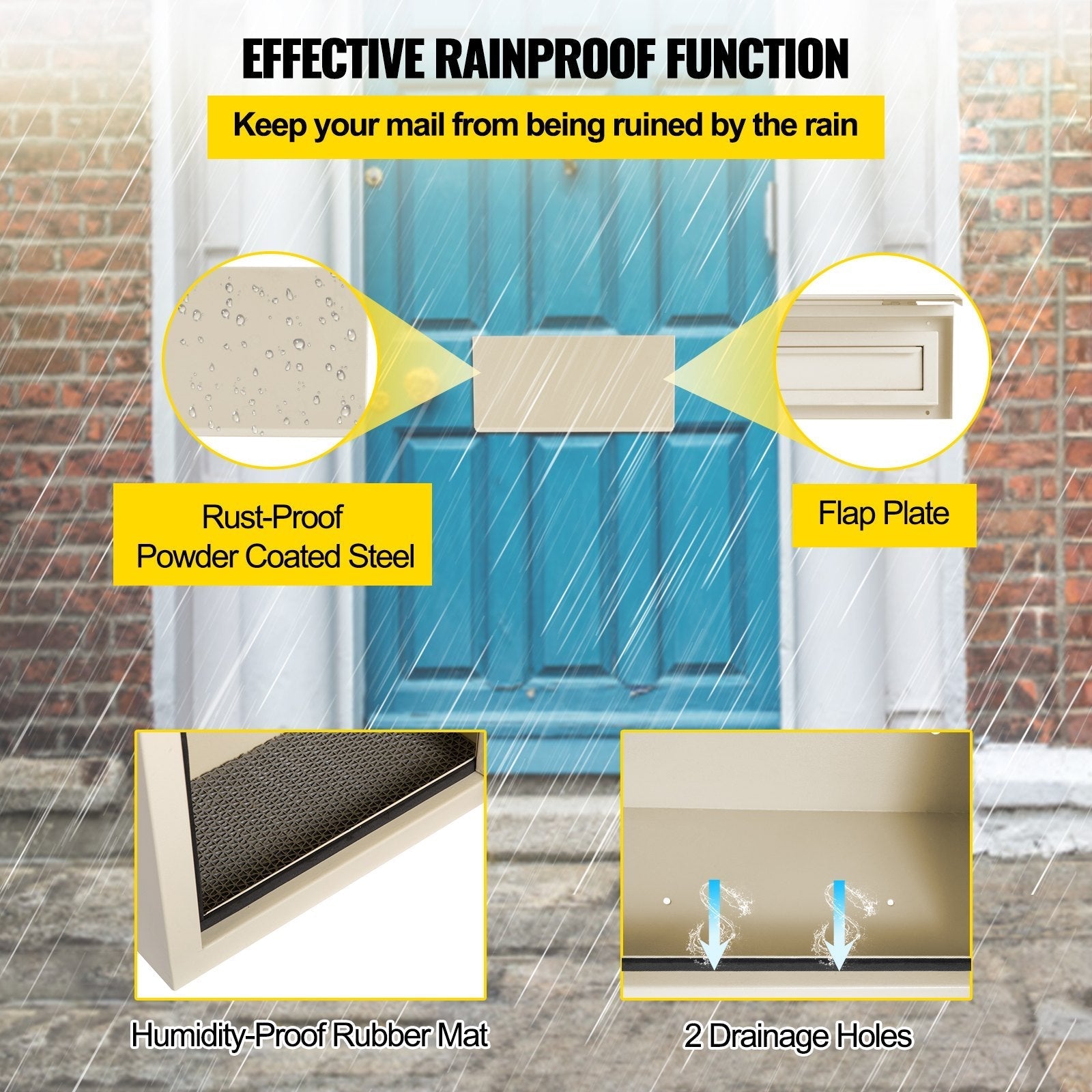 VEVOR Through-The-Door Locking Drop Box Door Drop Box 11.8''x4.3''x14.2'' Beige