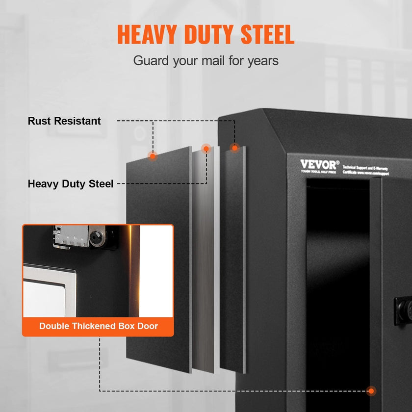 VEVOR Through The Door Key Drop Box, Heavy Duty Steel Through the Door Mailbox with 12