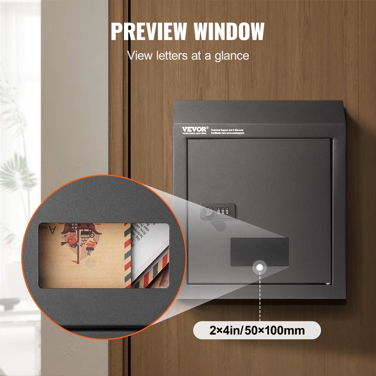 VEVOR Through The Door Key Drop Box, Heavy Duty Steel Through the Door Mailbox with 12