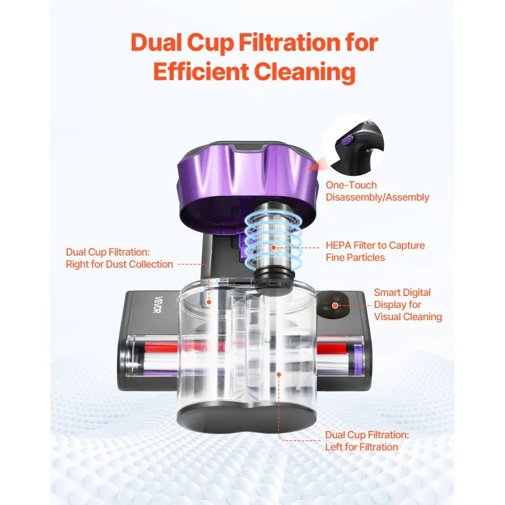 VEVOR Mattress Vacuum Cleaner with 18Kpa Powerful Suction HEPA Filter 550W Gray
