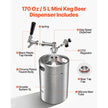 170oz Mini Keg Growler Tap System | 5L Stainless Steel Pressurized Beer Dispenser with CO₂ Regulator