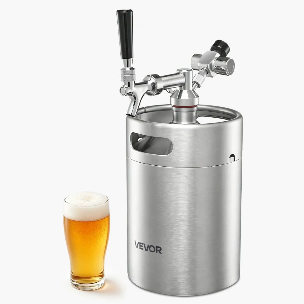 170oz Mini Keg Growler Tap System | 5L Stainless Steel Pressurized Beer Dispenser with CO₂ Regulator
