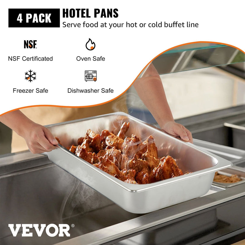 VEVOR 4 Pack Hotel Pan 4