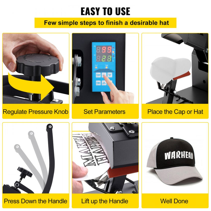 VEVOR Hat Press 3.5 x 5.5 in Cap Heat Press Machine Transfer Sublimation