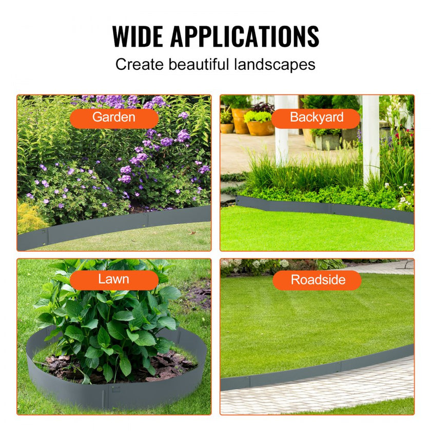 VEVOR Steel Landscape Edging, 5-pack Steel Garden Edging Borders, 39