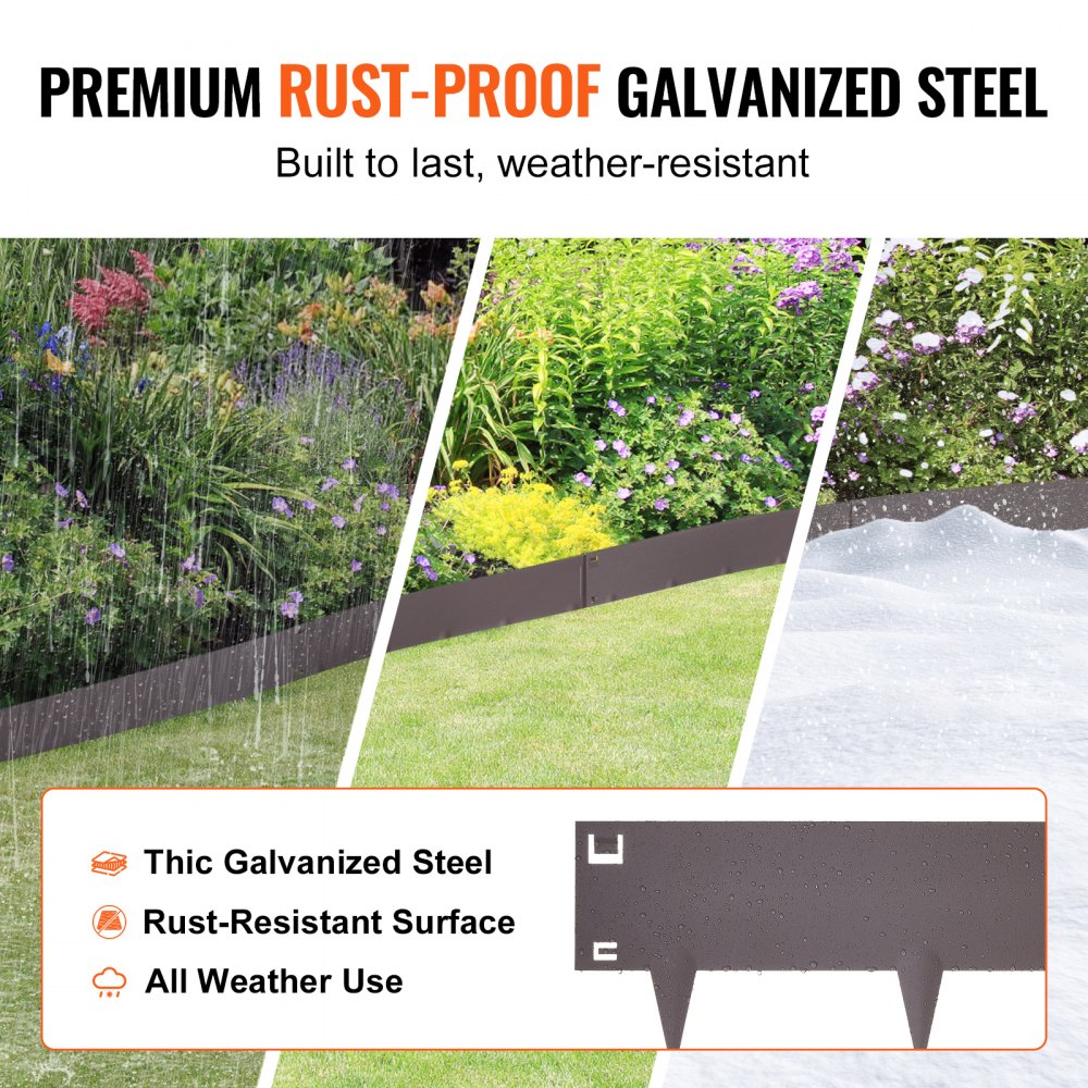 VEVOR Steel Landscape Edging, 5-pack Steel Garden Edging Borders, 39