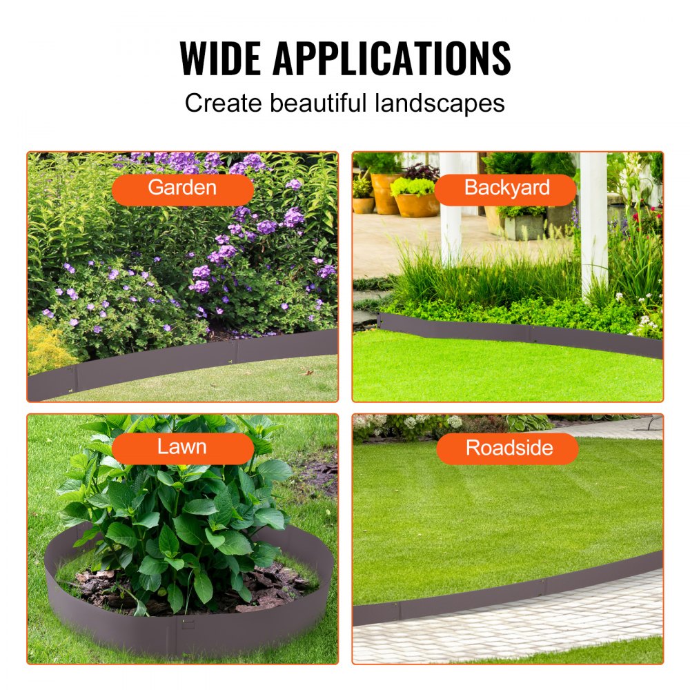 VEVOR Steel Landscape Edging, 5-pack Steel Garden Edging Borders, 39