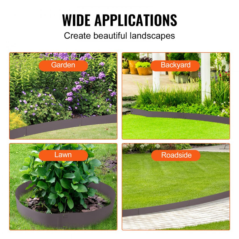 VEVOR Steel Landscape Edging, 5-pack Steel Garden Edging Borders, 39